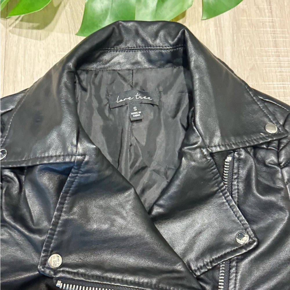 Faux Leather Moto Biker Jacket - Picture 3 of 6